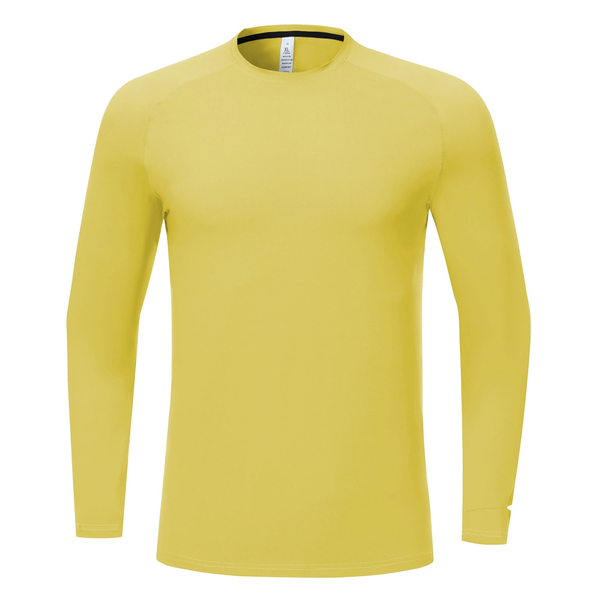 Yellow Men's Slim-Fit Athletic Long-Sleeve Shirt