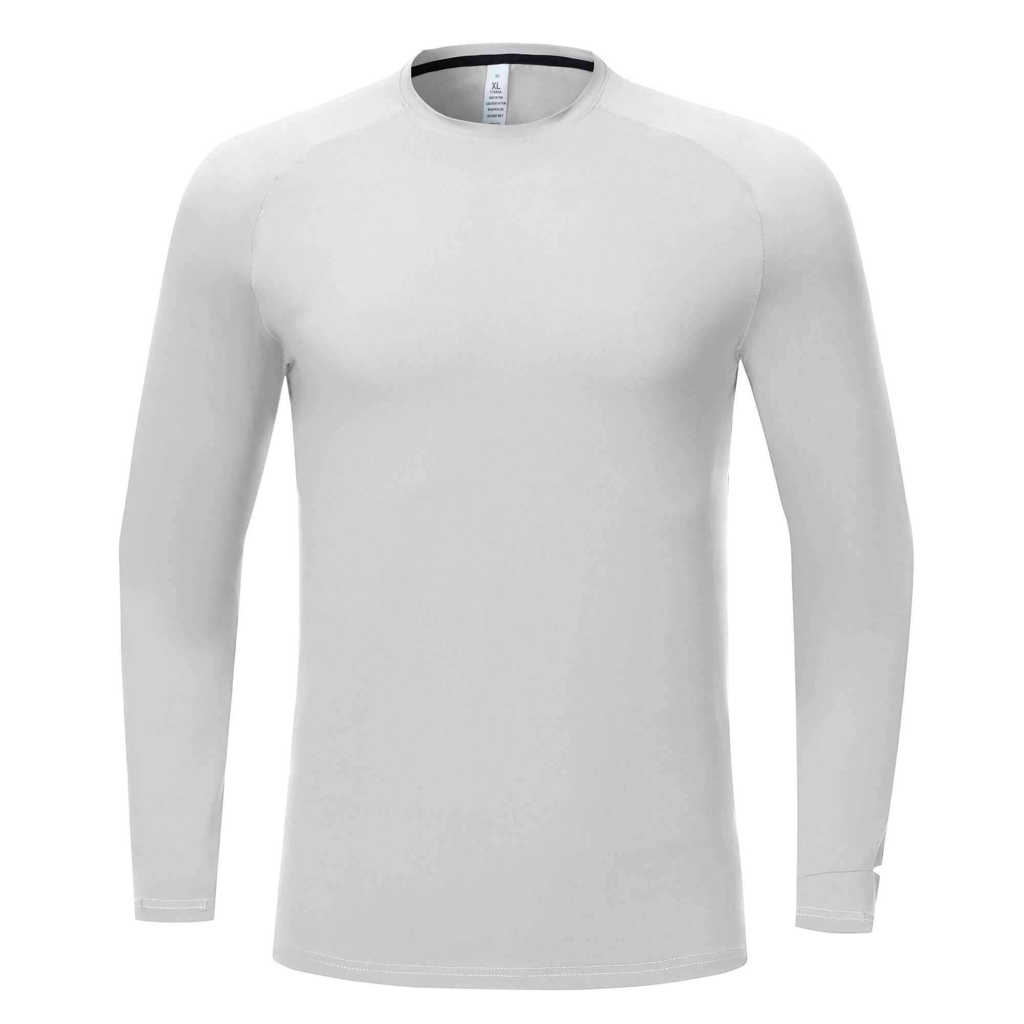 White Men's Slim-Fit Athletic Long-Sleeve Shirt