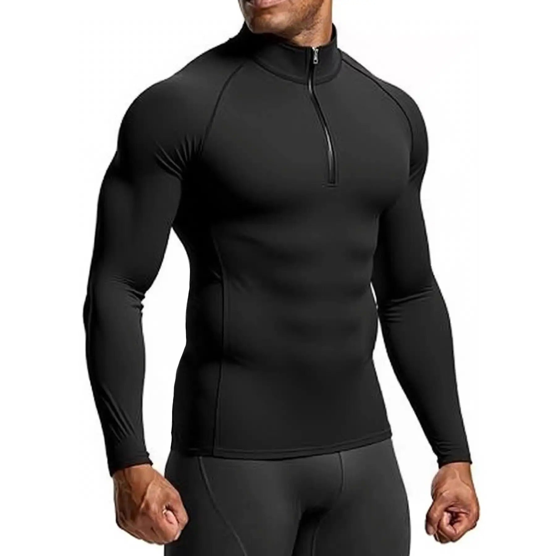 Black Men's Compression Long-Sleeve Top