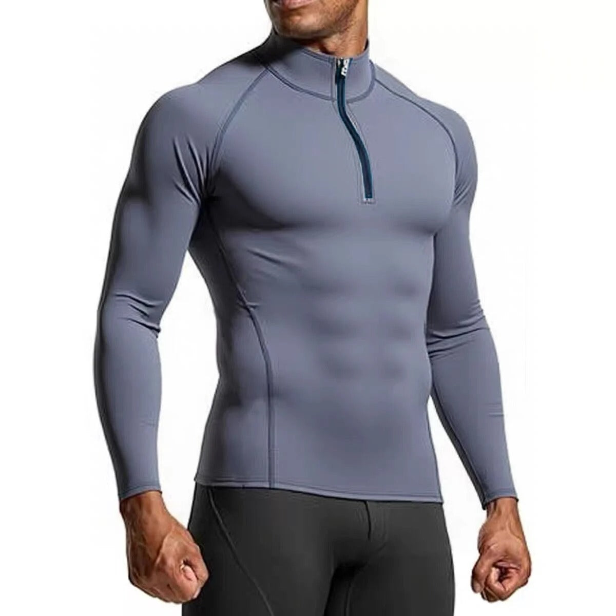 Grey Men's Compression Long-Sleeve Workout Top