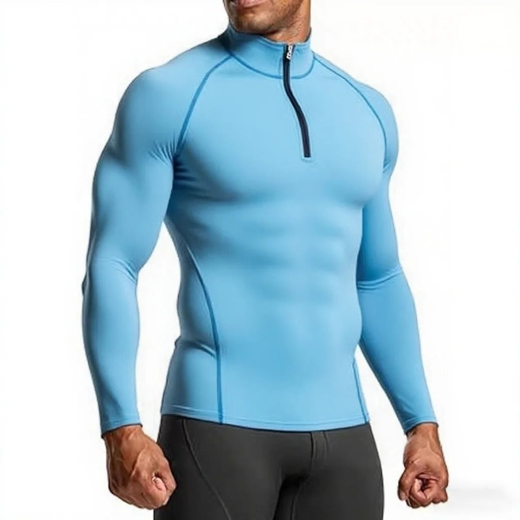 Light Blue Men's Compression Long-Sleeve Top