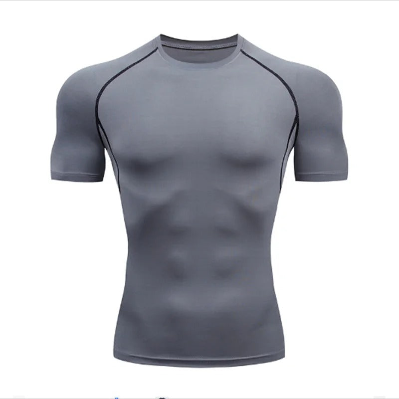 Grey Men's Slim-Fit Gym T-Shirt - Short Sleeve