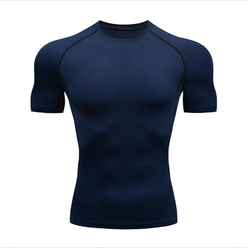 Blue Men's Slim-Fit Gym T-Shirt - Short Sleeve