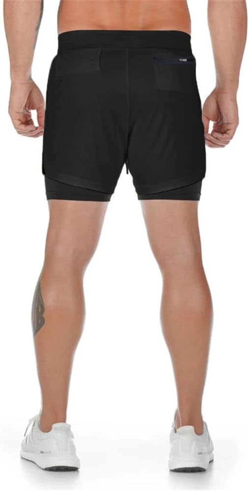 Men’s 2 in 1 Running Shorts Breathable Gym Training
