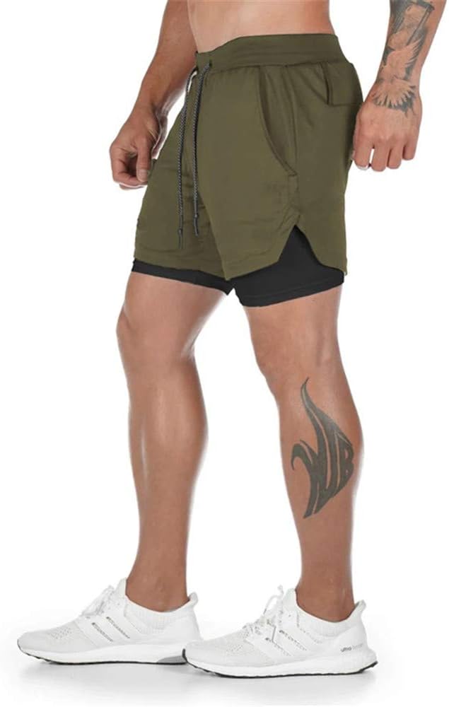 Men’s 2 in 1 Running Shorts Breathable Gym Training