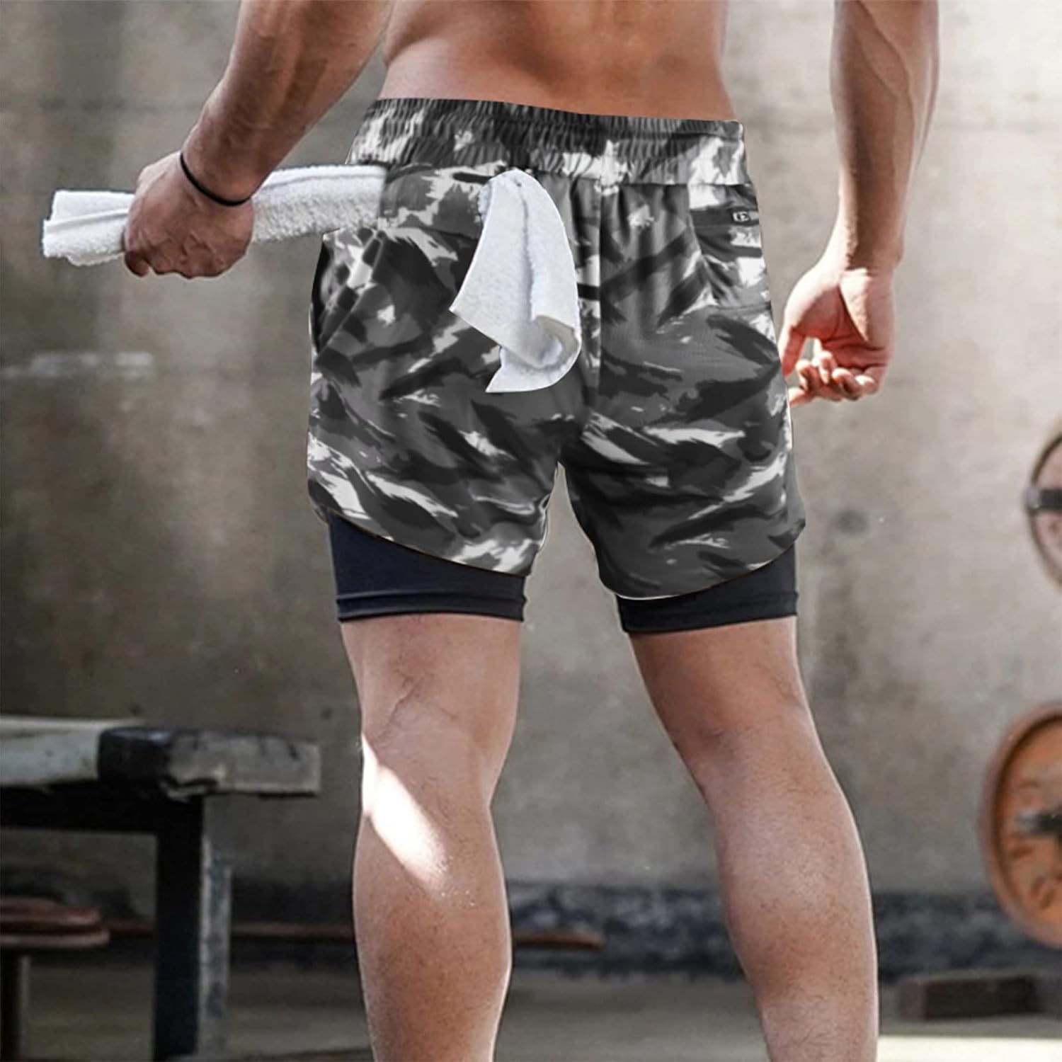 Men’s 2 in 1 Running Shorts Breathable Gym Training