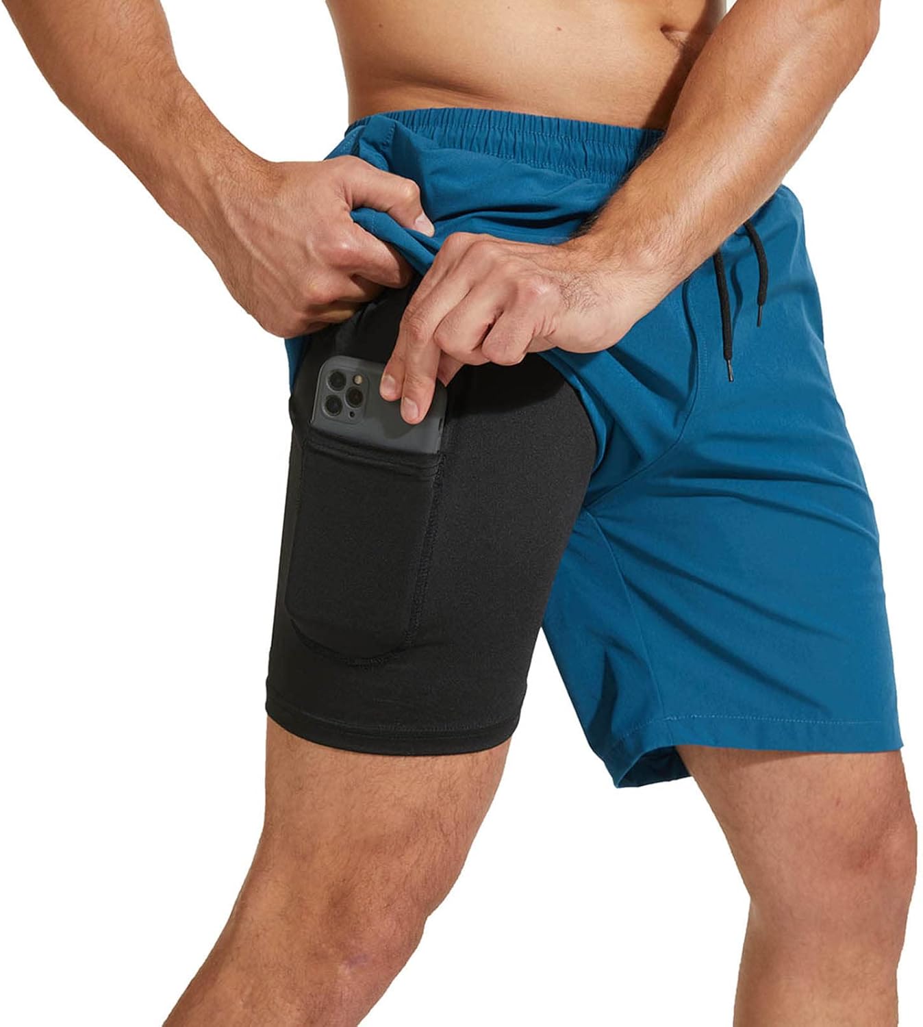 Men’s 2 in 1 Running Shorts with Zip Pocket Compression