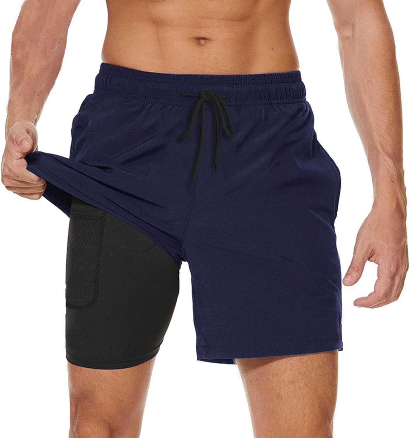Men’s 2 in 1 Running Shorts with Zip Pocket Compression