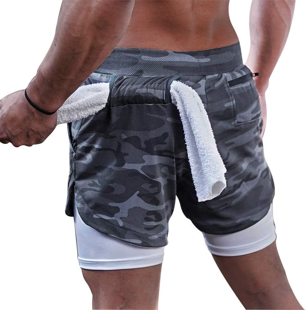 Men’s 2 in 1 Running Shorts Breathable Gym Training