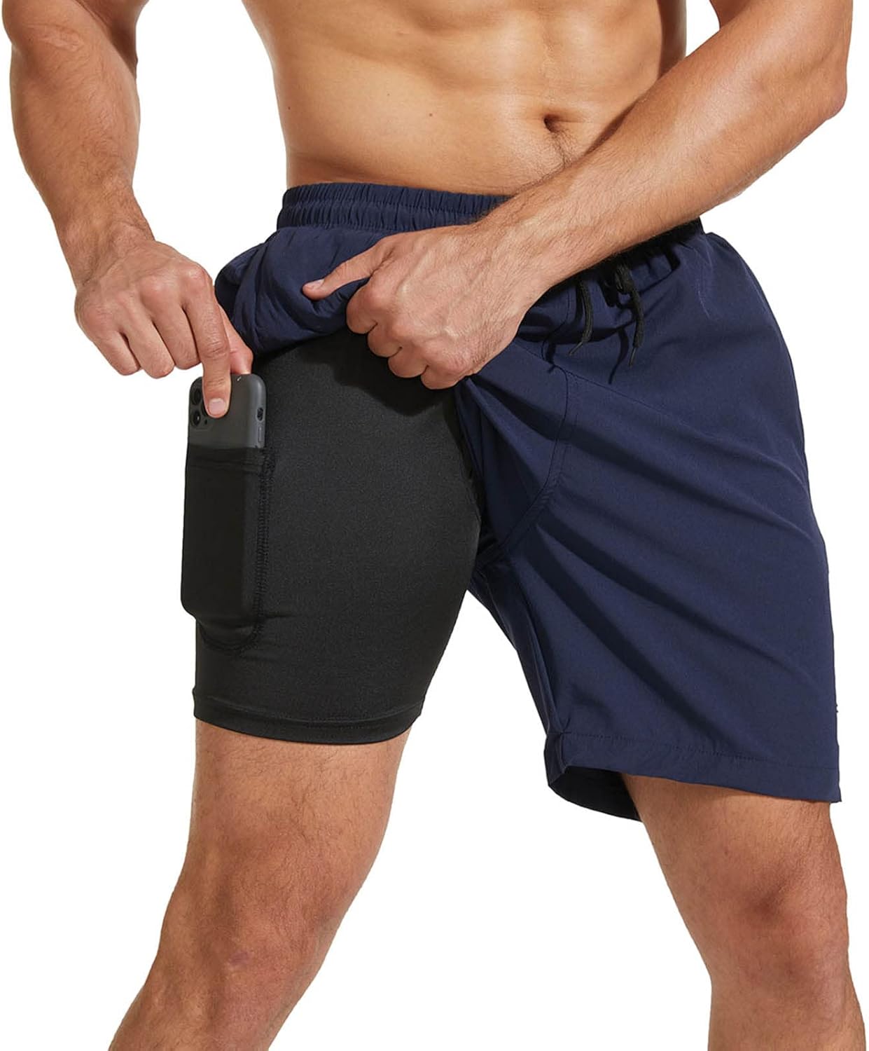 Men’s 2 in 1 Running Shorts with Zip Pocket Compression