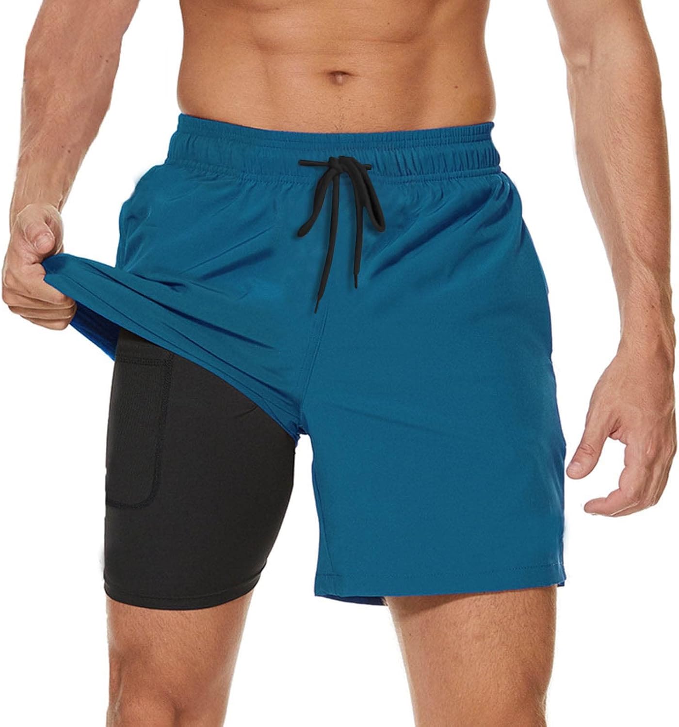 Men’s 2 in 1 Running Shorts with Zip Pocket Compression