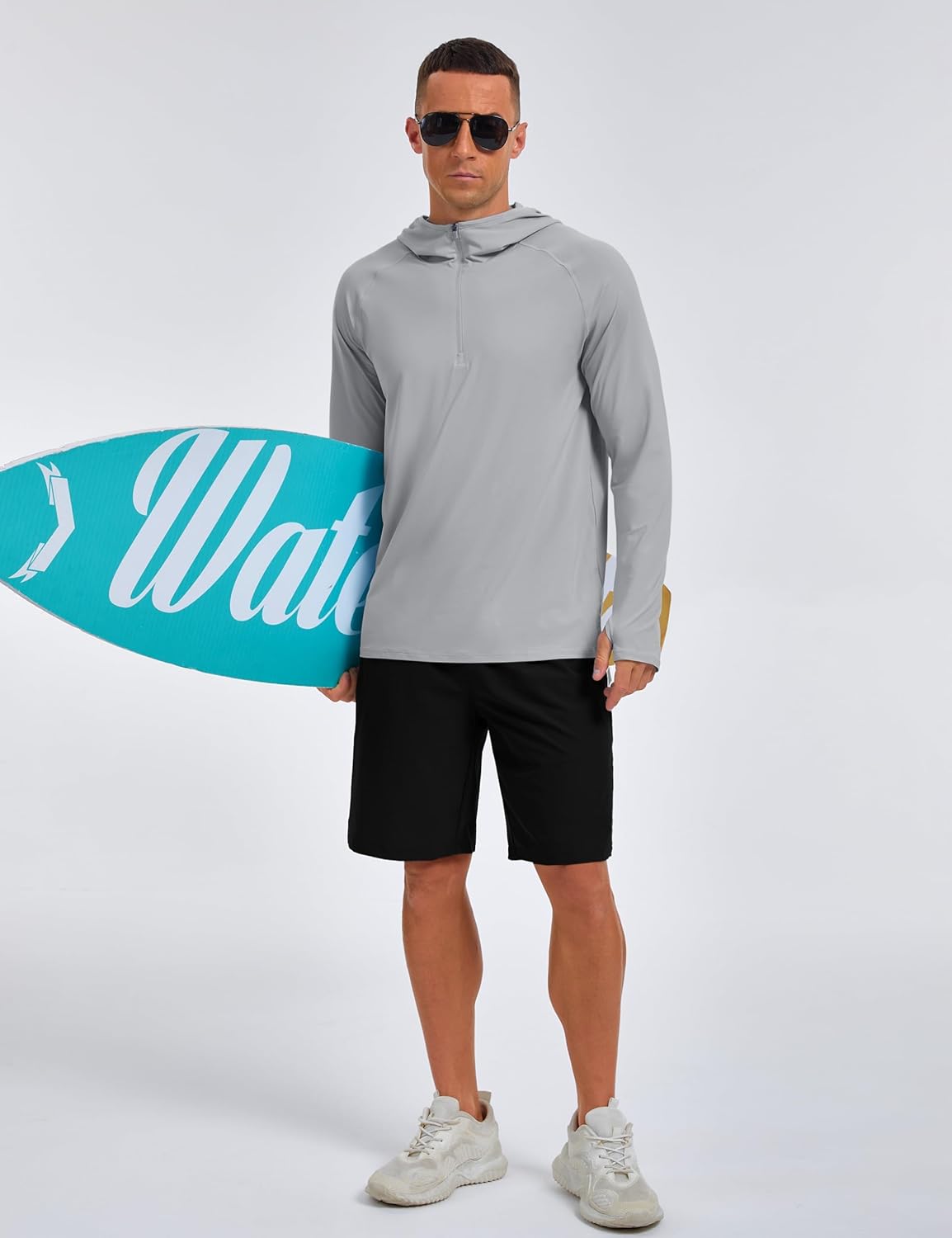 Men’s UPF50+ Quarter Zip Hoodie Long Sleeve Quick Dry