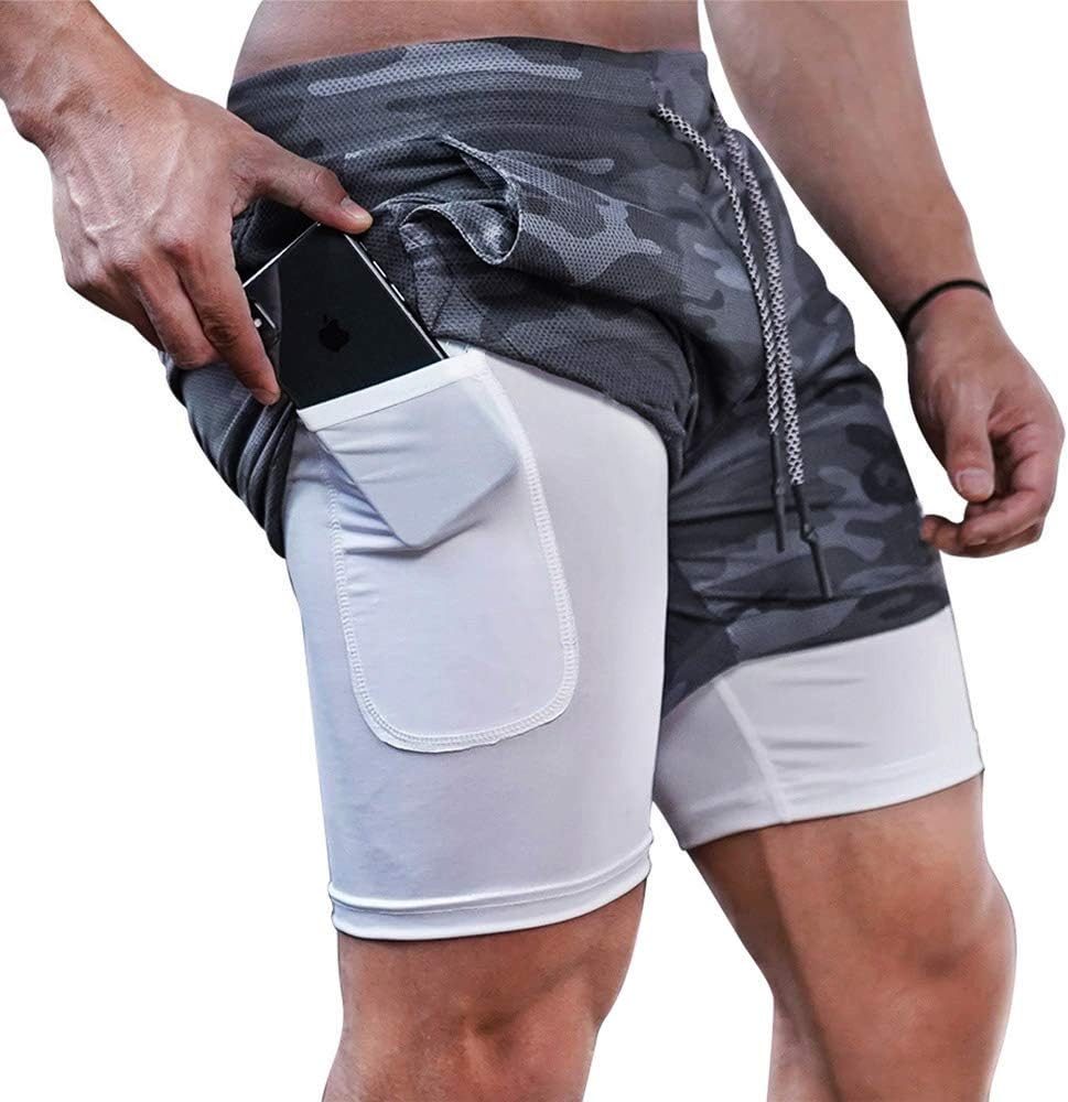 Men’s 2 in 1 Running Shorts Breathable Gym Training