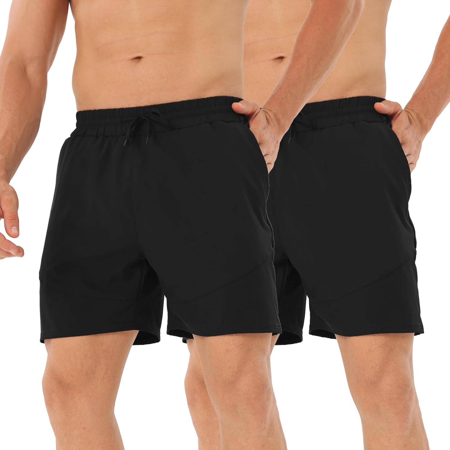 2 Pack Men’s Running Shorts Breathable with Zip Pockets