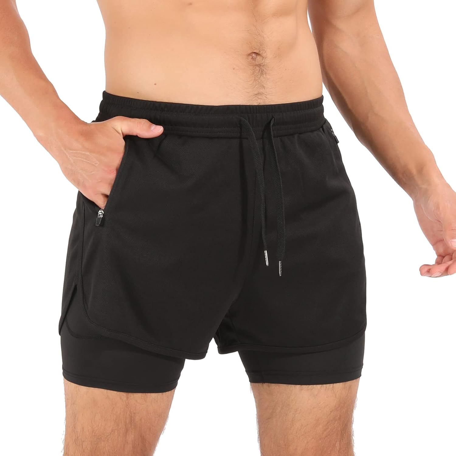 Men’s Running Compression Shorts 2 in 1 with Phone Pocket