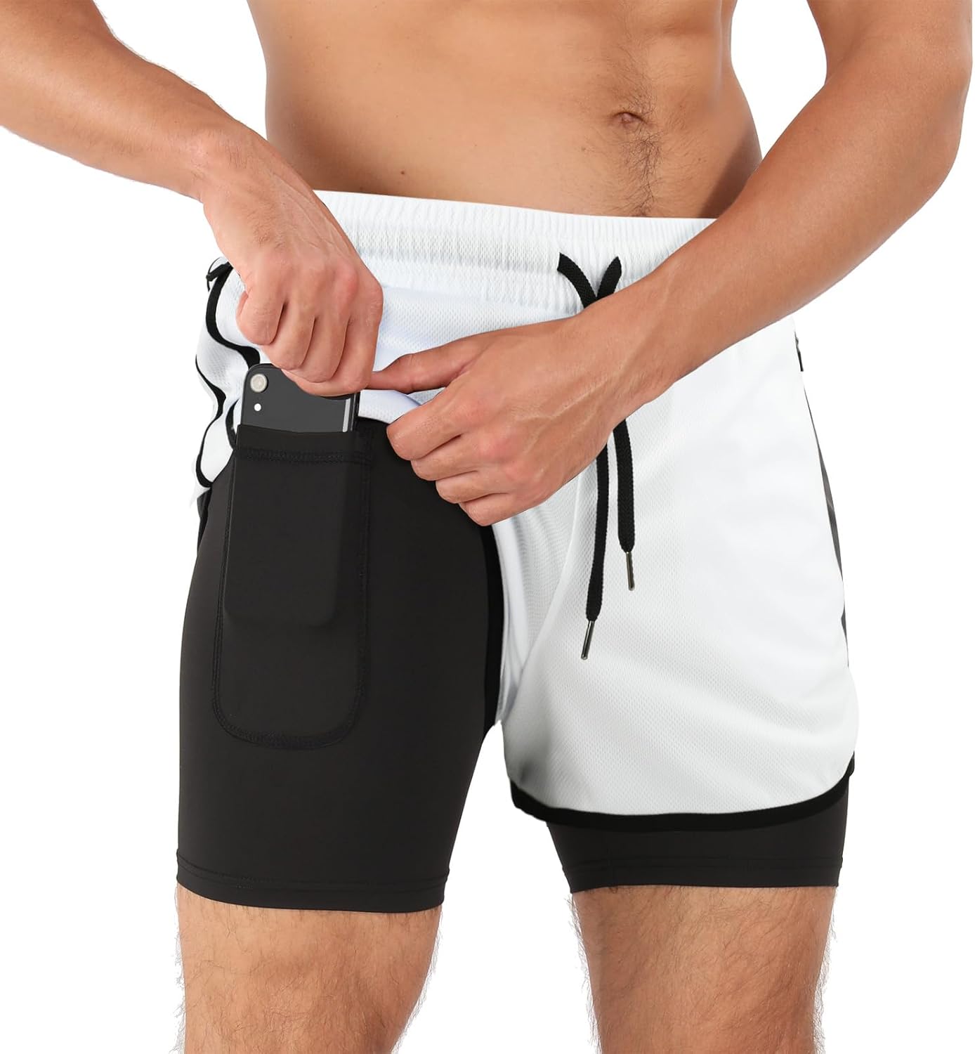 Men’s Running Compression Shorts 2 in 1 with Phone Pocket