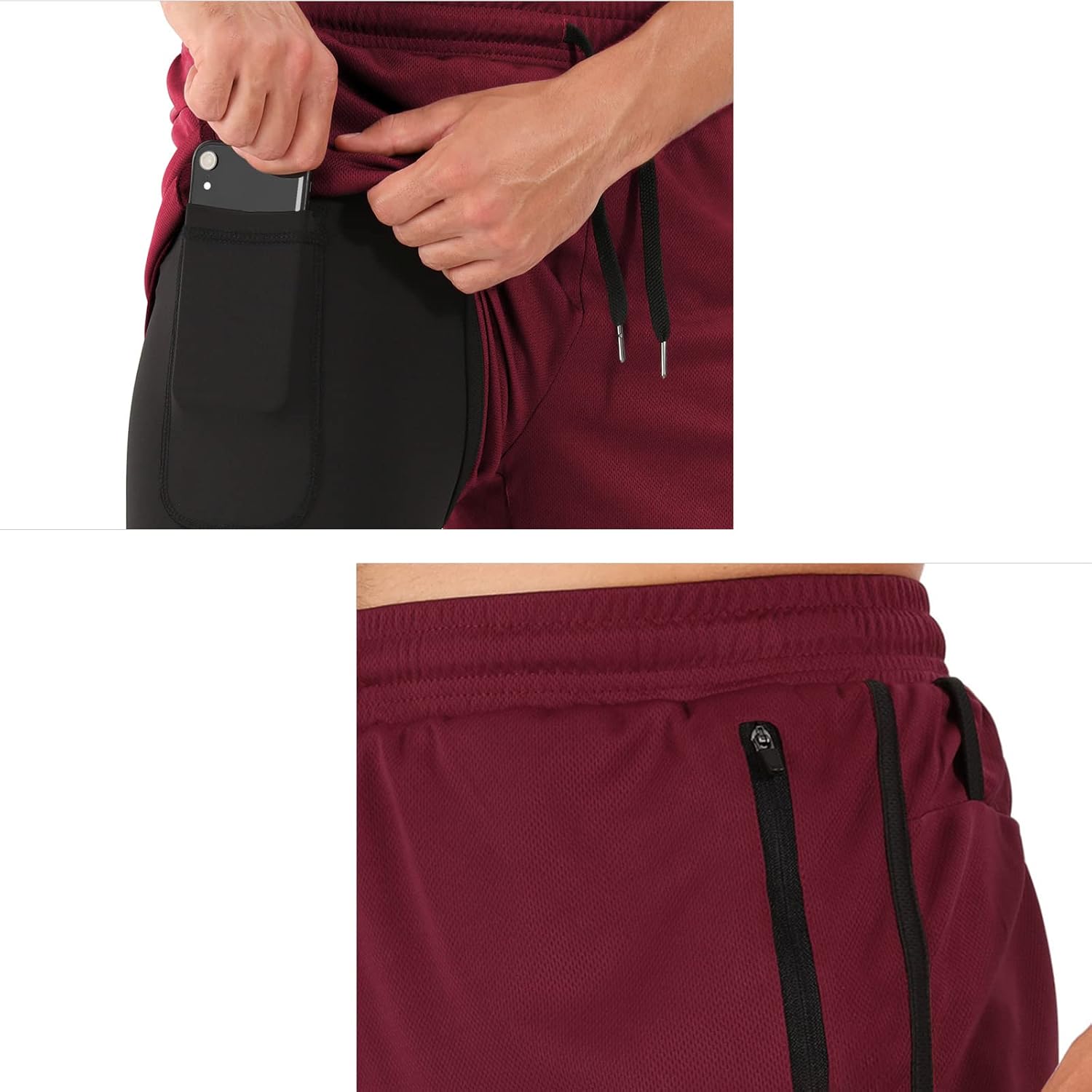 Men’s Running Compression Shorts 2 in 1 with Phone Pocket