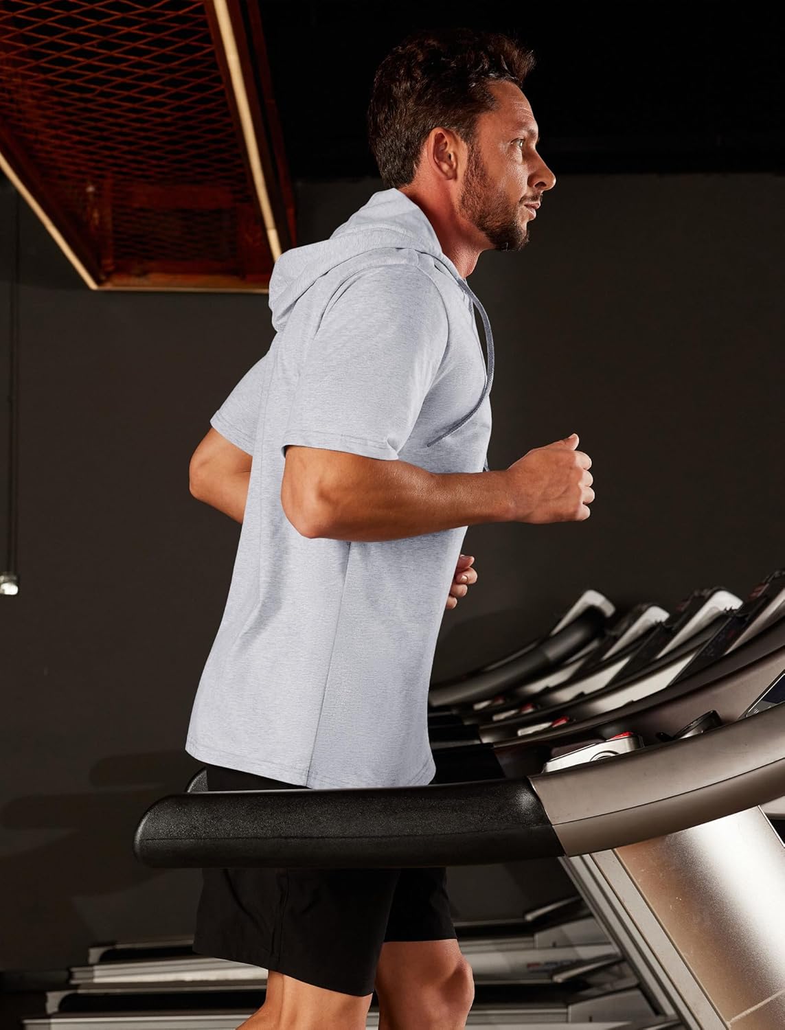 Men’s Short Sleeve Hoodie Lightweight Gym Pullover