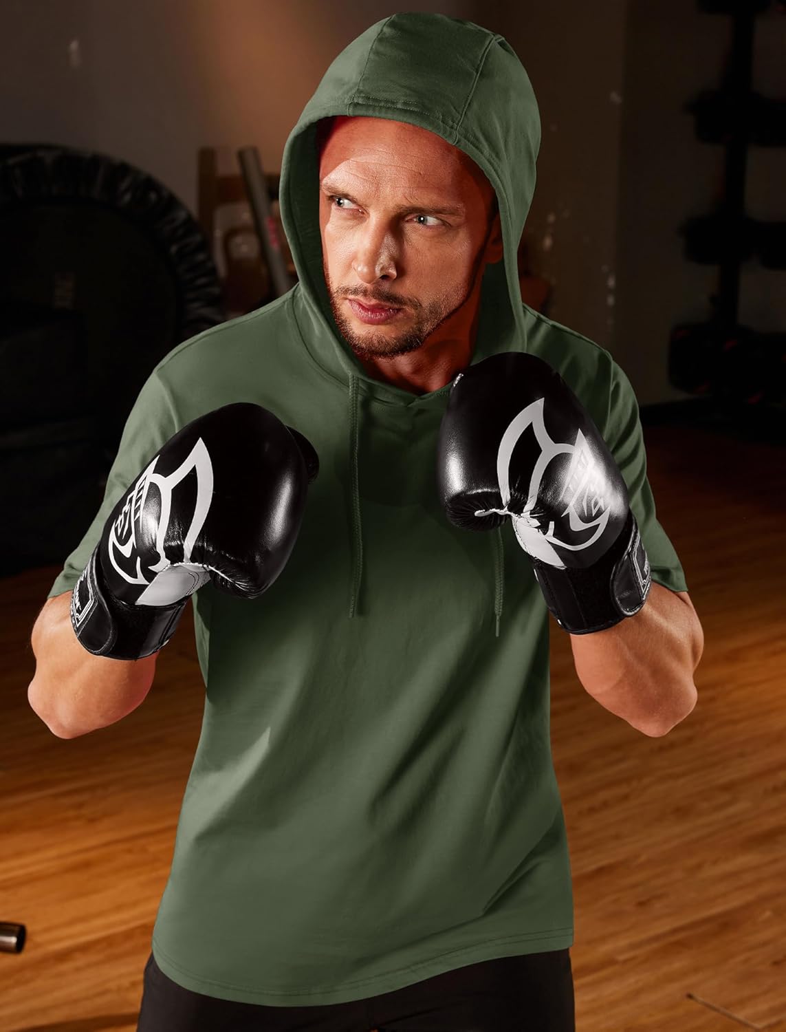 Men’s Short Sleeve Hoodie Lightweight Gym Pullover