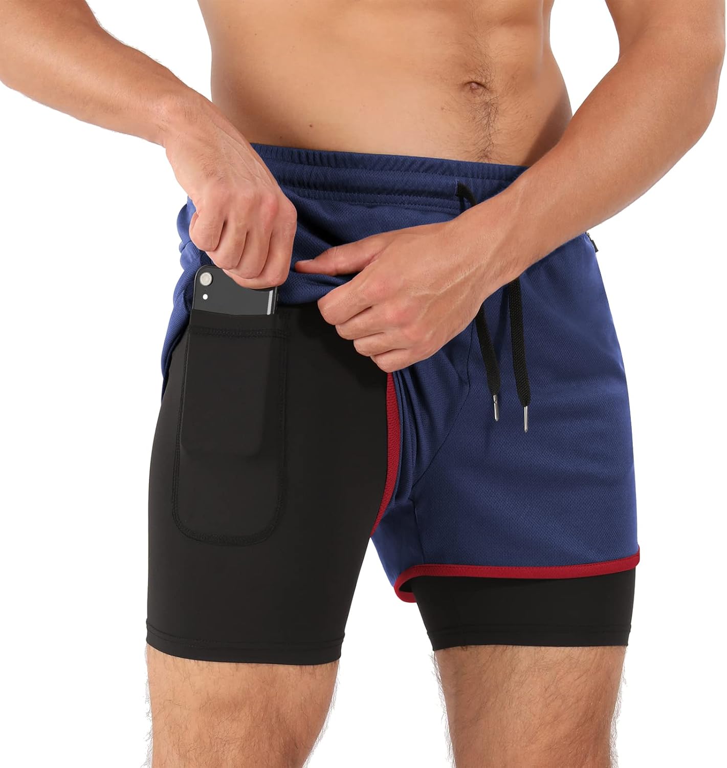 Men’s Running Compression Shorts 2 in 1 with Phone Pocket
