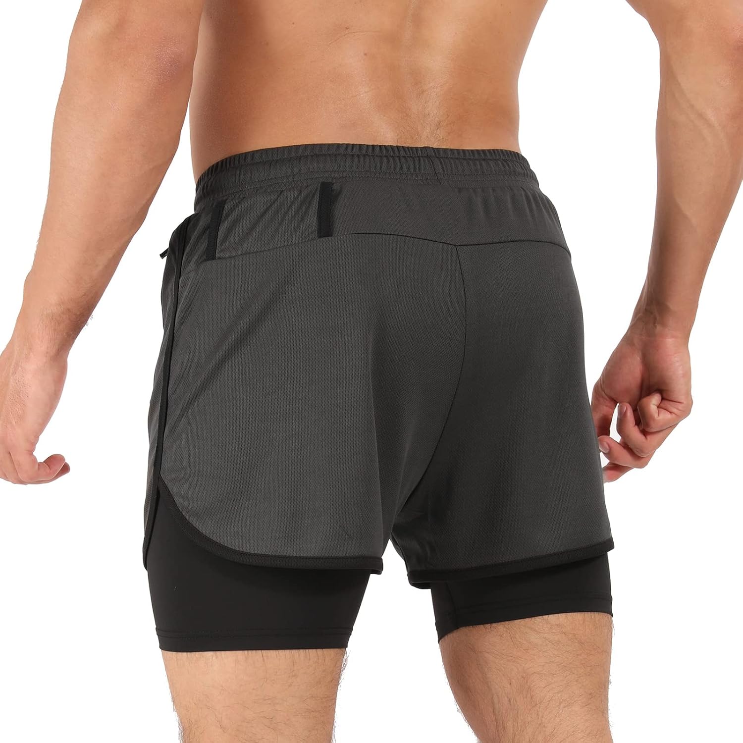 Men’s Running Compression Shorts 2 in 1 with Phone Pocket