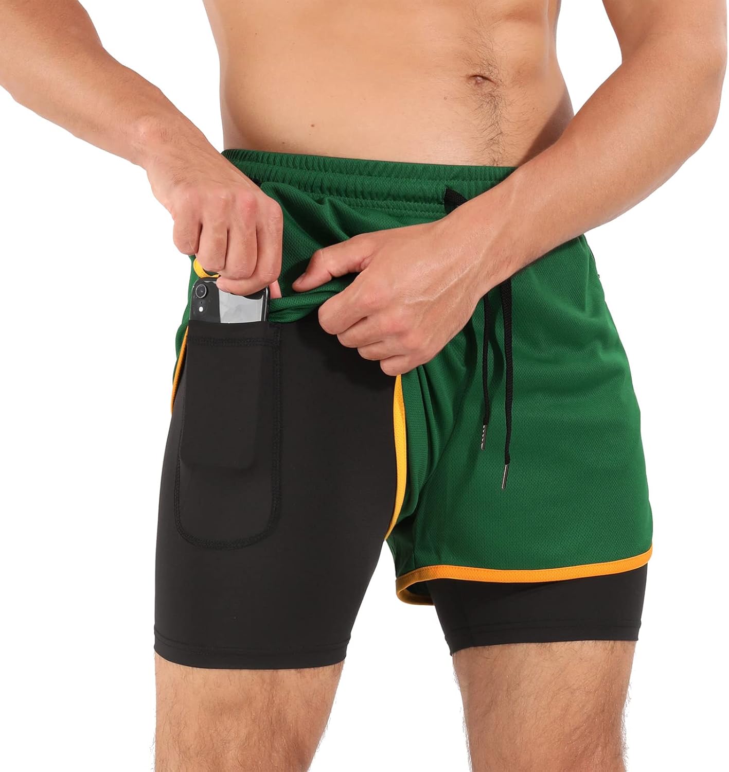 Men’s Running Compression Shorts 2 in 1 with Phone Pocket