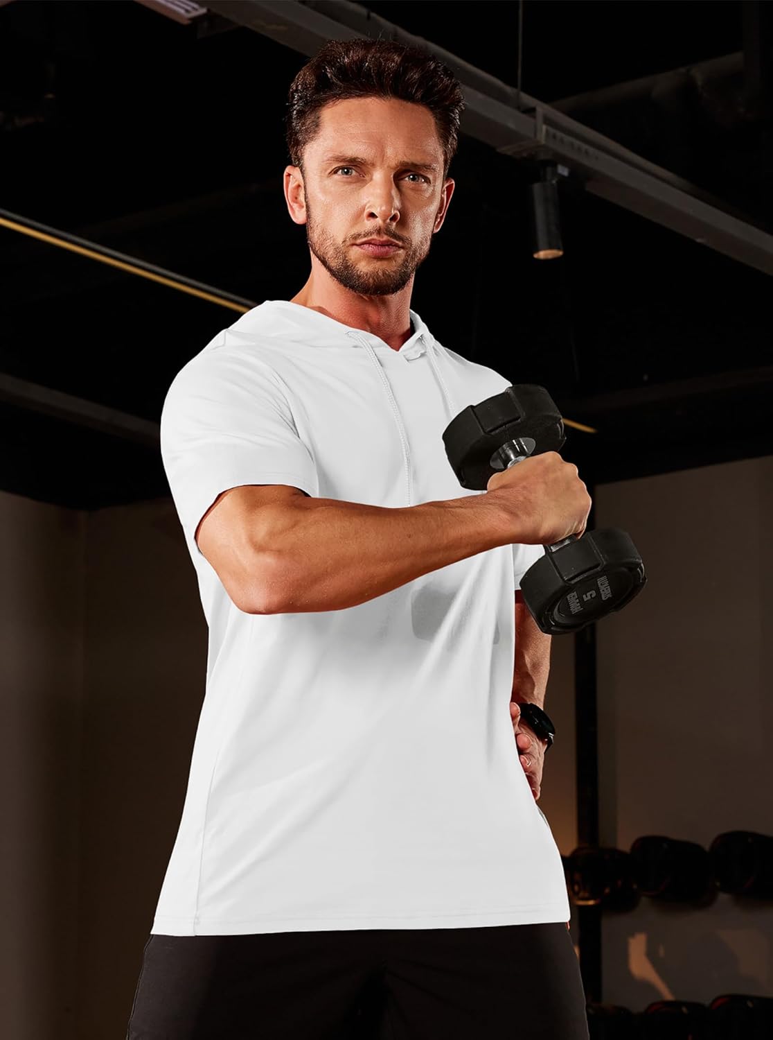 Men’s Short Sleeve Hoodie Lightweight Gym Pullover