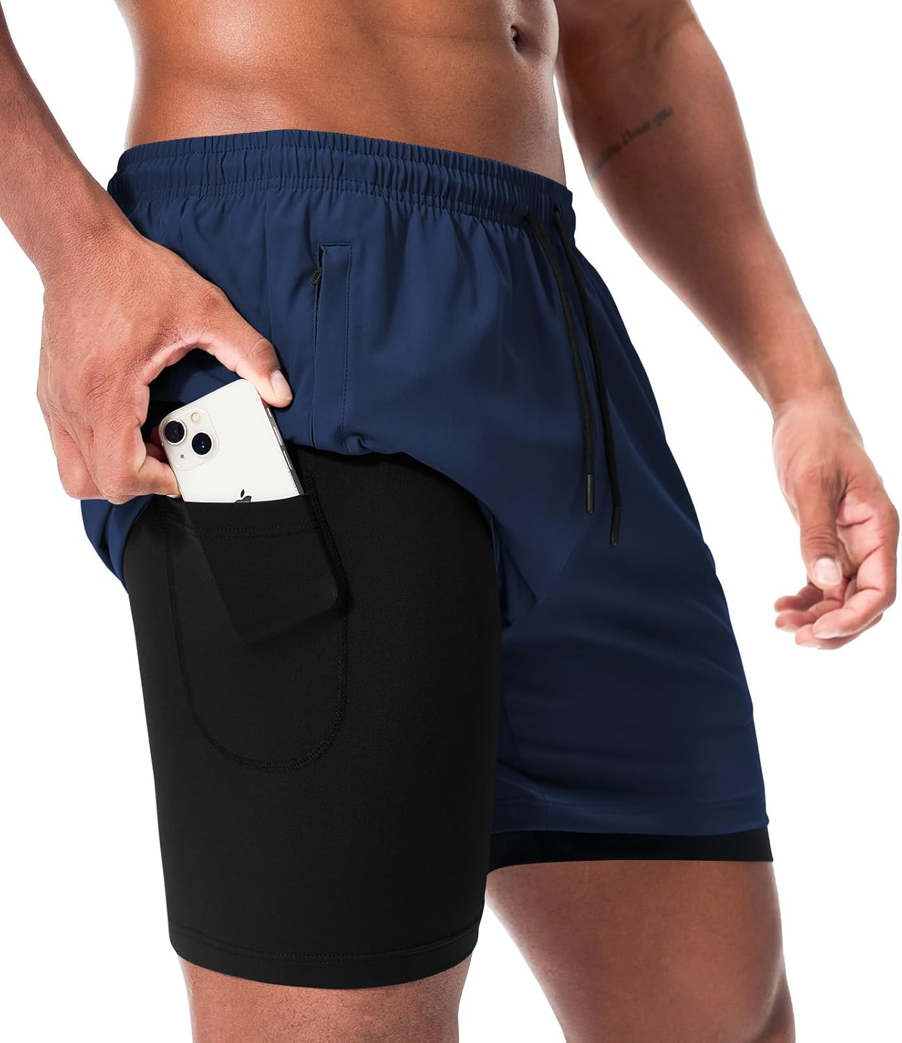 Men’s 2 in 1 Running Shorts with Phone Pocket Quick Dry