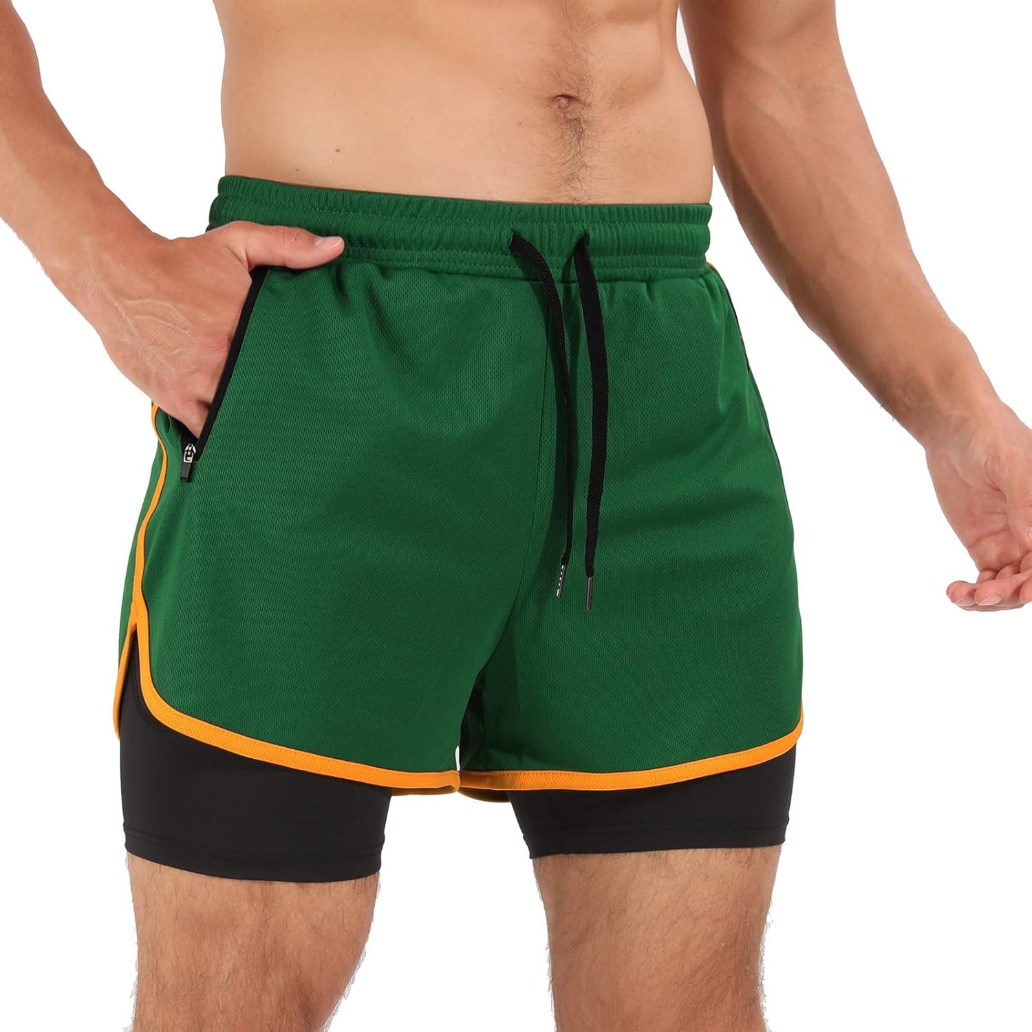 Men’s Running Compression Shorts 2 in 1 with Phone Pocket
