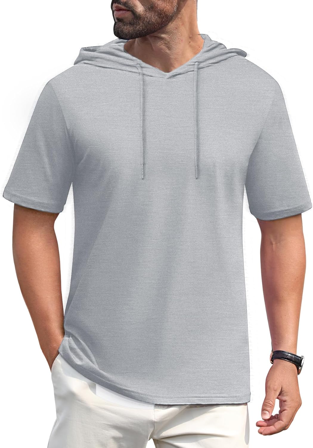 Men’s Short Sleeve Hoodie Lightweight Gym Pullover