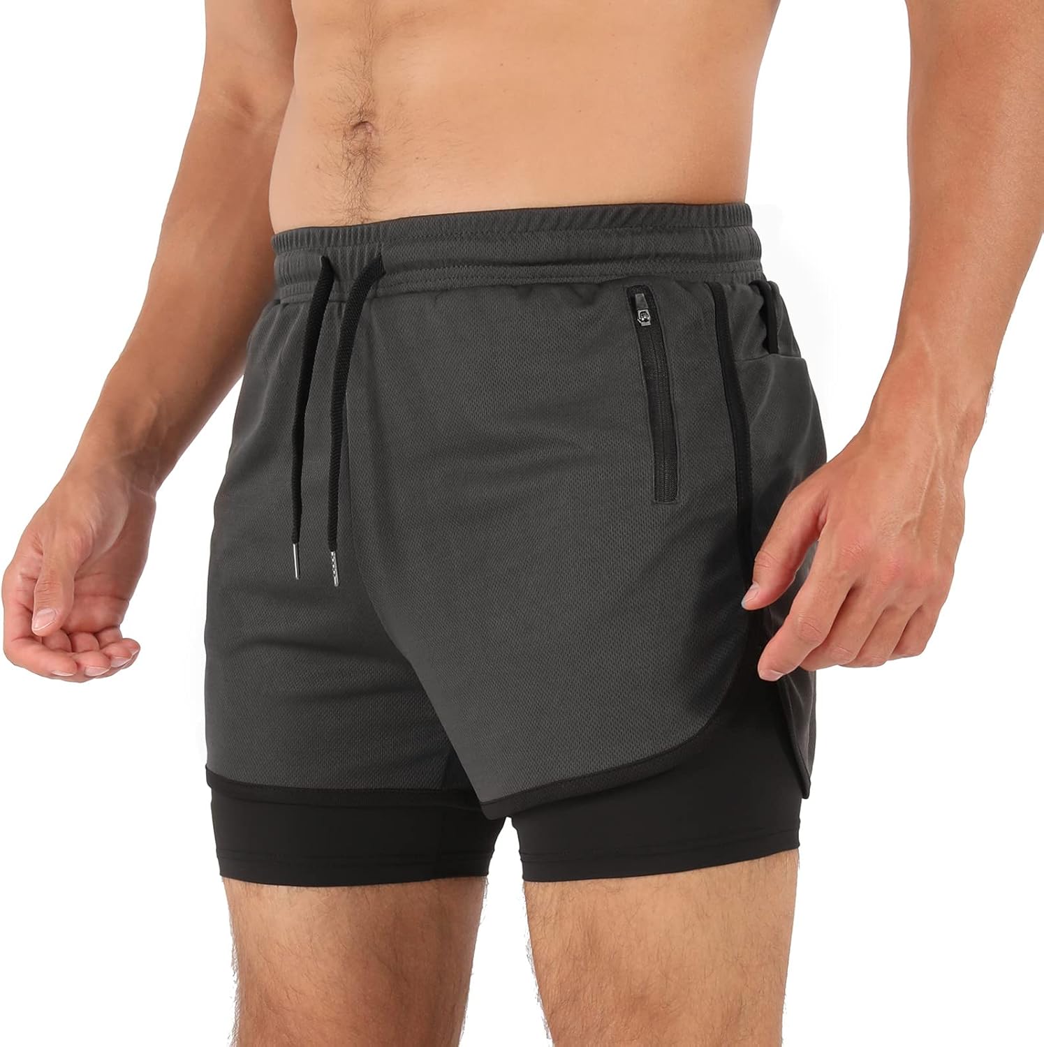 Men’s Running Compression Shorts 2 in 1 with Phone Pocket