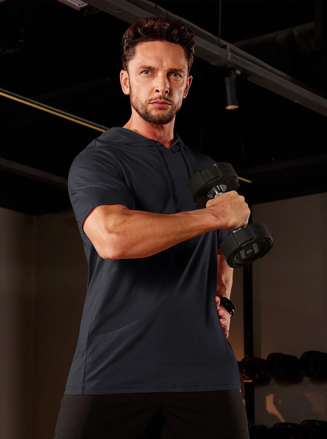 Men’s Short Sleeve Hoodie Lightweight Gym Pullover