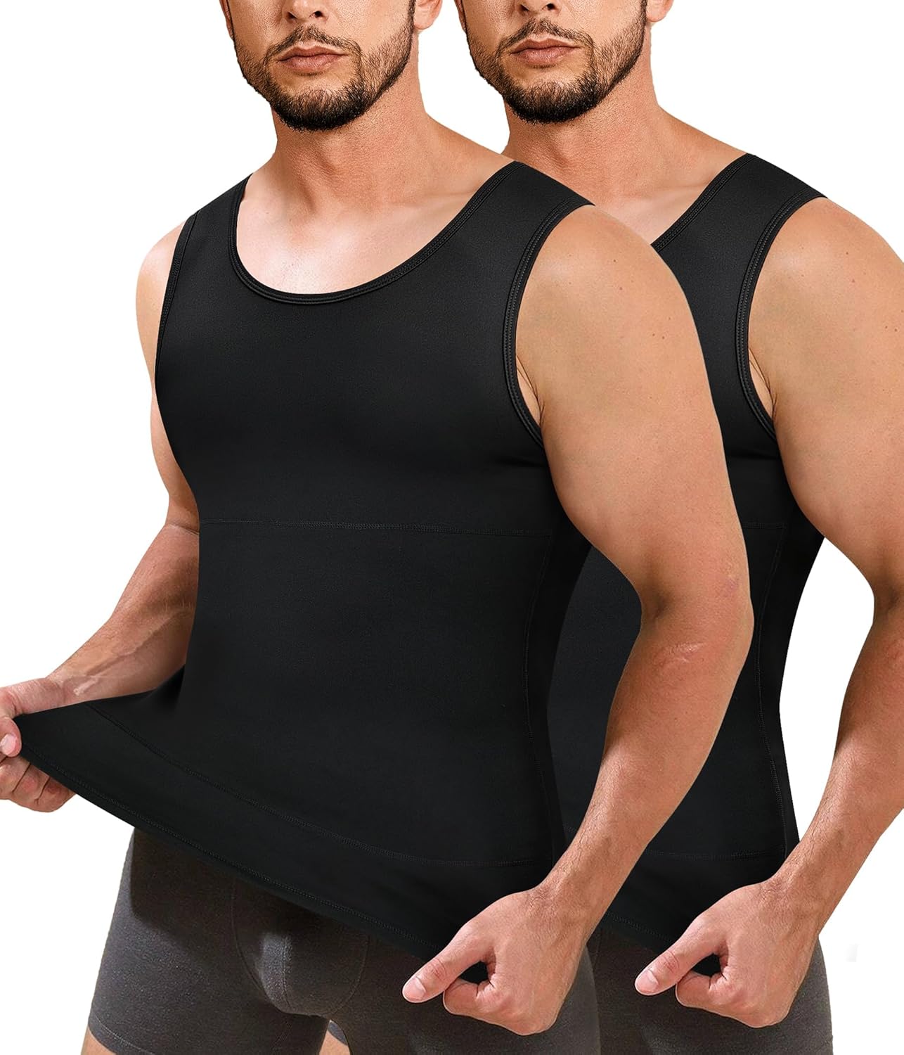 Men’s Compression Shirt Vest 2 Pack Tummy Control