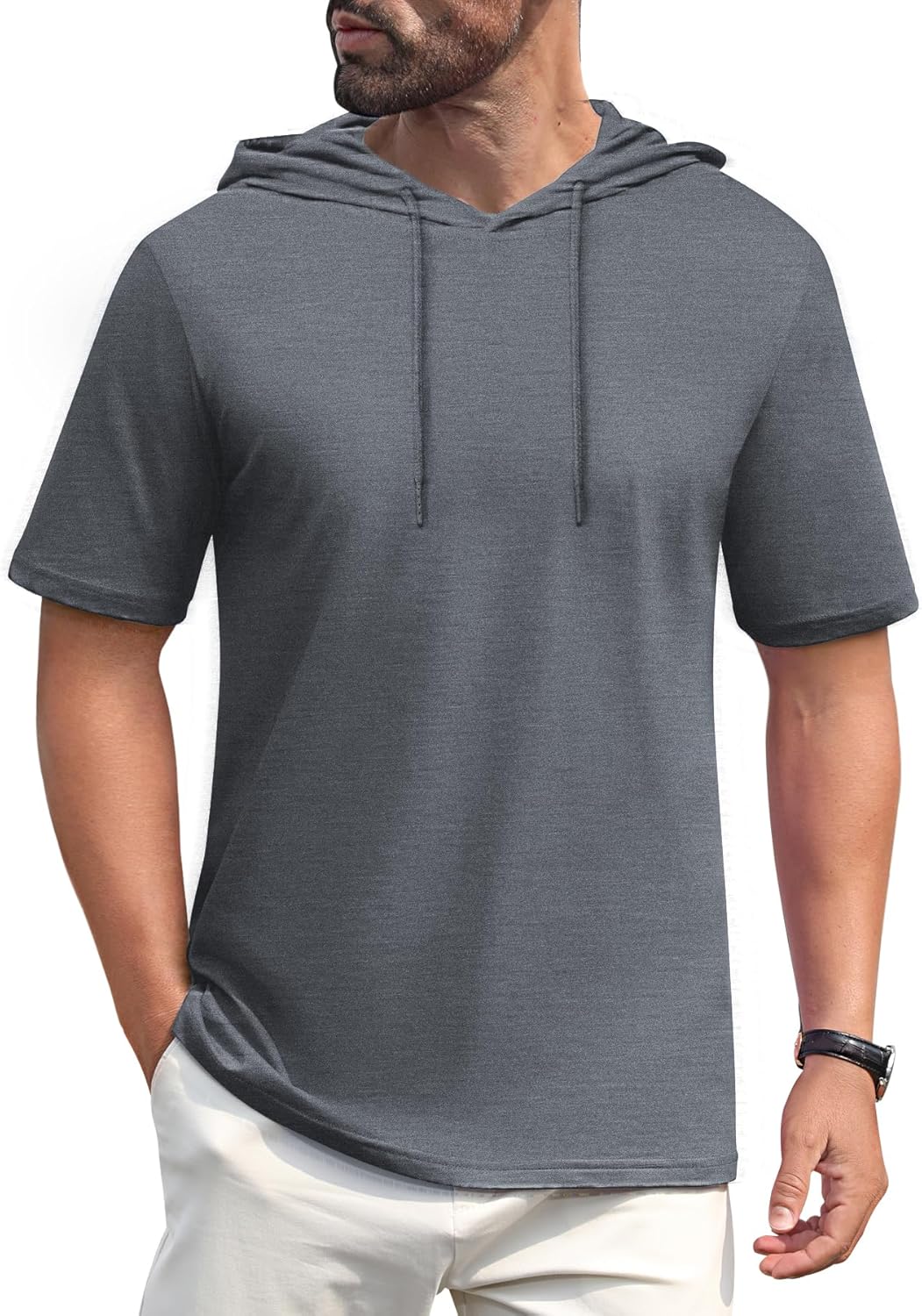 Men’s Short Sleeve Hoodie Lightweight Gym Pullover