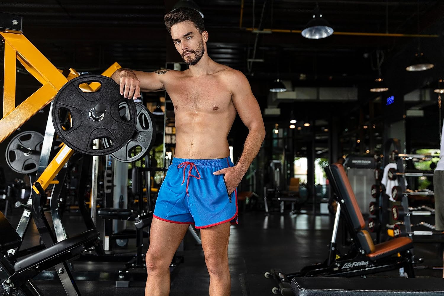 2 Pack Men’s Running Shorts Gym Training with Zip Pockets