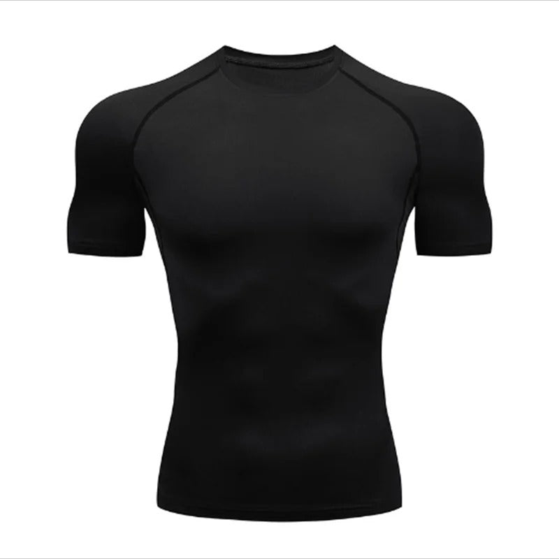 Black Men's Slim-Fit Gym T-Shirt - Short Sleeve
