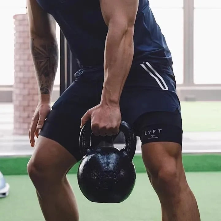 Double Layer Elastic Muscle Shorts - Men's