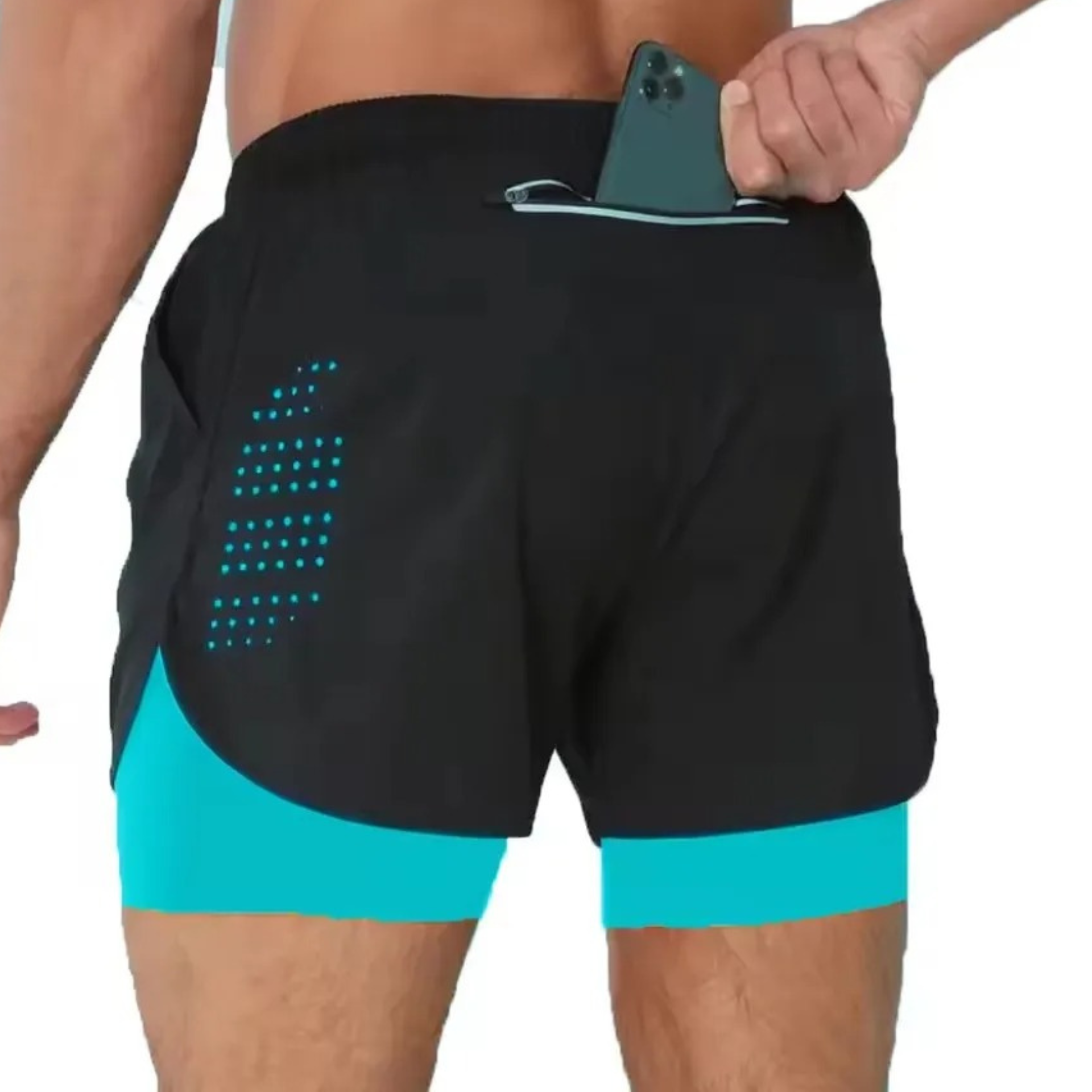 Black & Blue Men's Quick-Dry Double-Layer Shorts