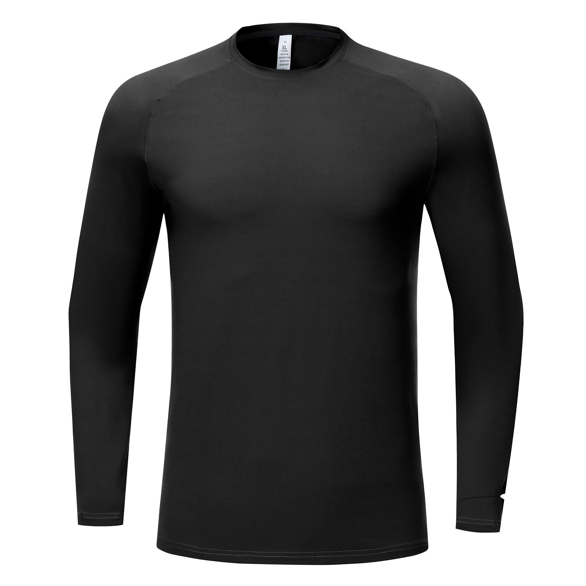 Black Men's Slim-Fit Athletic Long-Sleeve Shirt