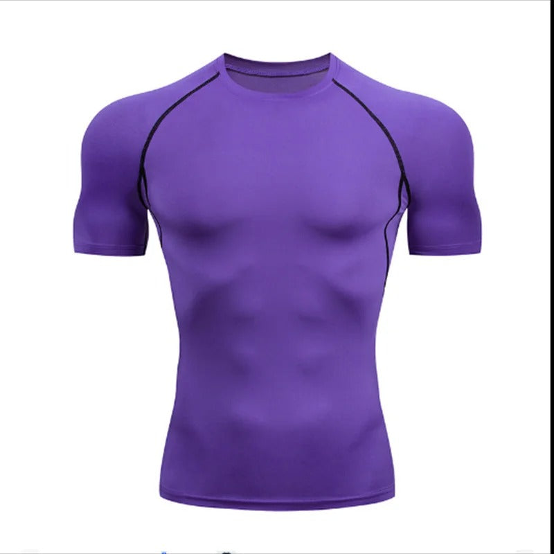 Purple Men's Slim-Fit Gym T-Shirt - Short Sleeve