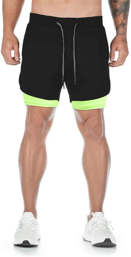 Men’s 2 in 1 Running Shorts Breathable Gym Training