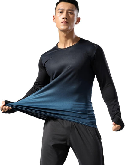 Men’s Long Sleeve Running Shirt Dry Fit Athletic Top
