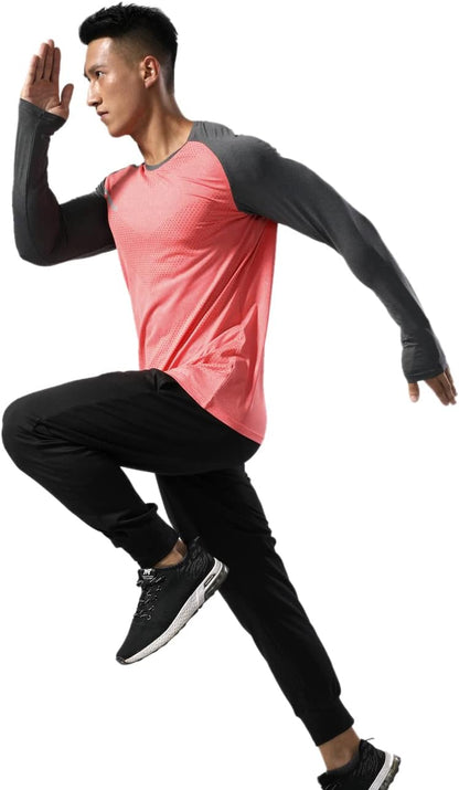 Men’s Long Sleeve Running Shirt Dry Fit Athletic Top