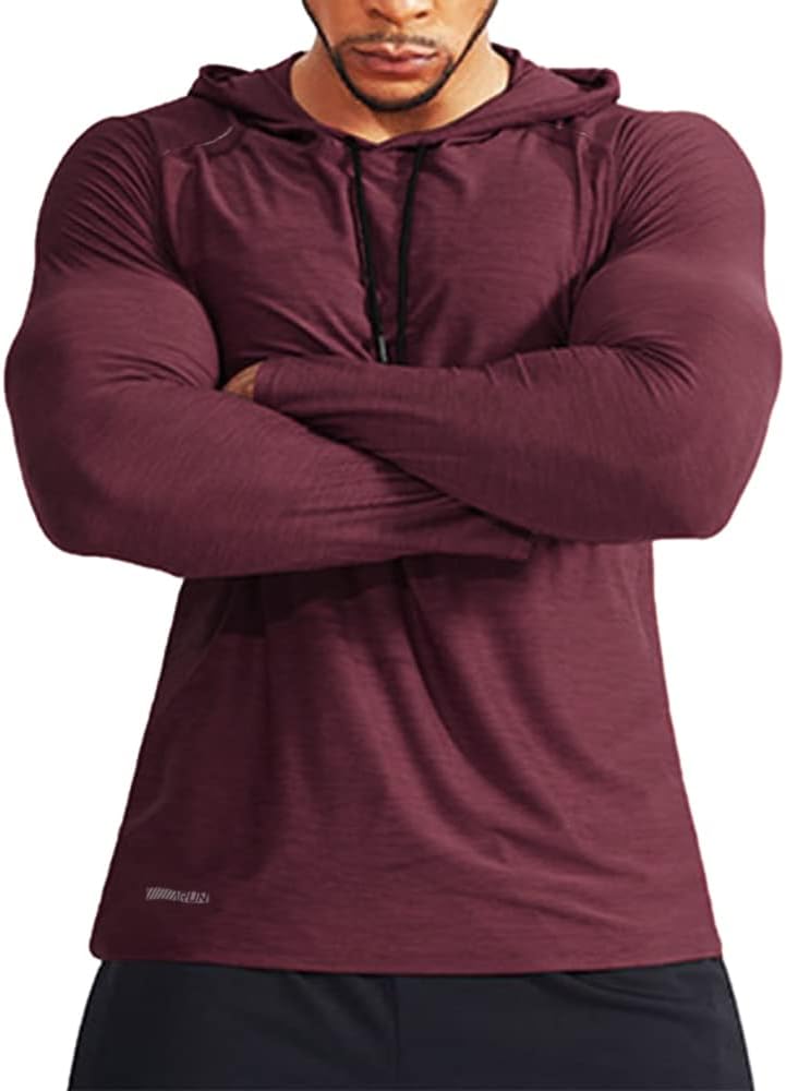 Men’s Bodybuilding Hoodie Long Sleeve Dry Fit Gym Sweatshirt