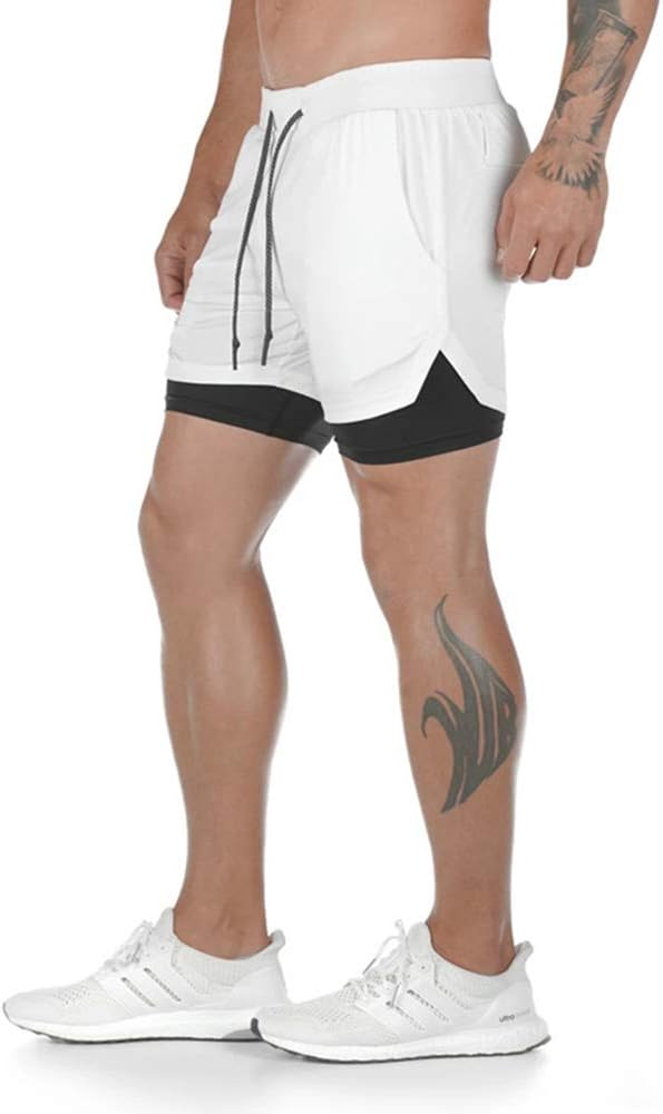 Men’s 2 in 1 Running Shorts Breathable Gym Training