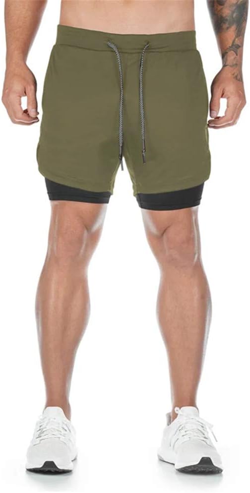 Men’s 2 in 1 Running Shorts Breathable Gym Training
