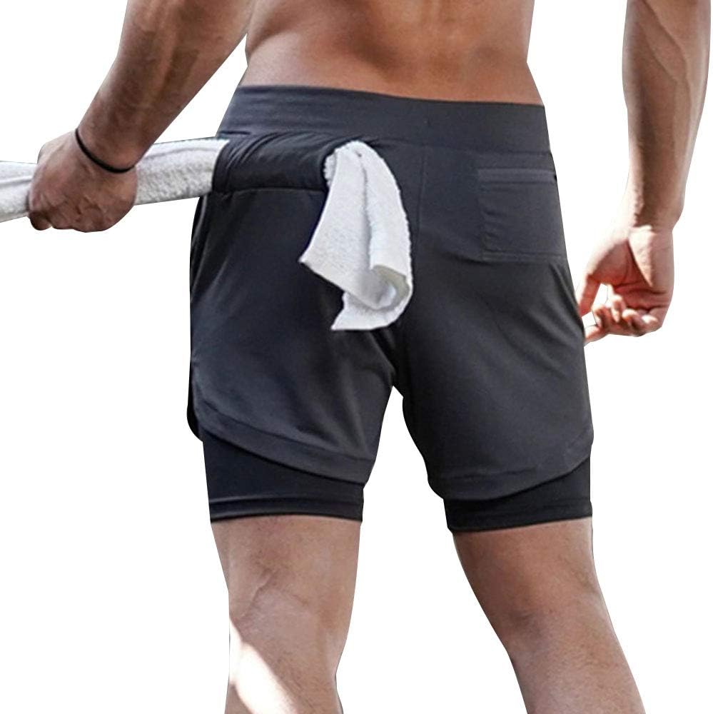 Men’s 2 in 1 Running Shorts Breathable Gym Training