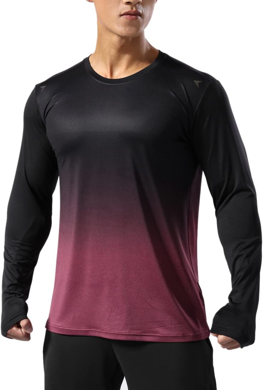 Men’s Long Sleeve Running Shirt Dry Fit Athletic Top
