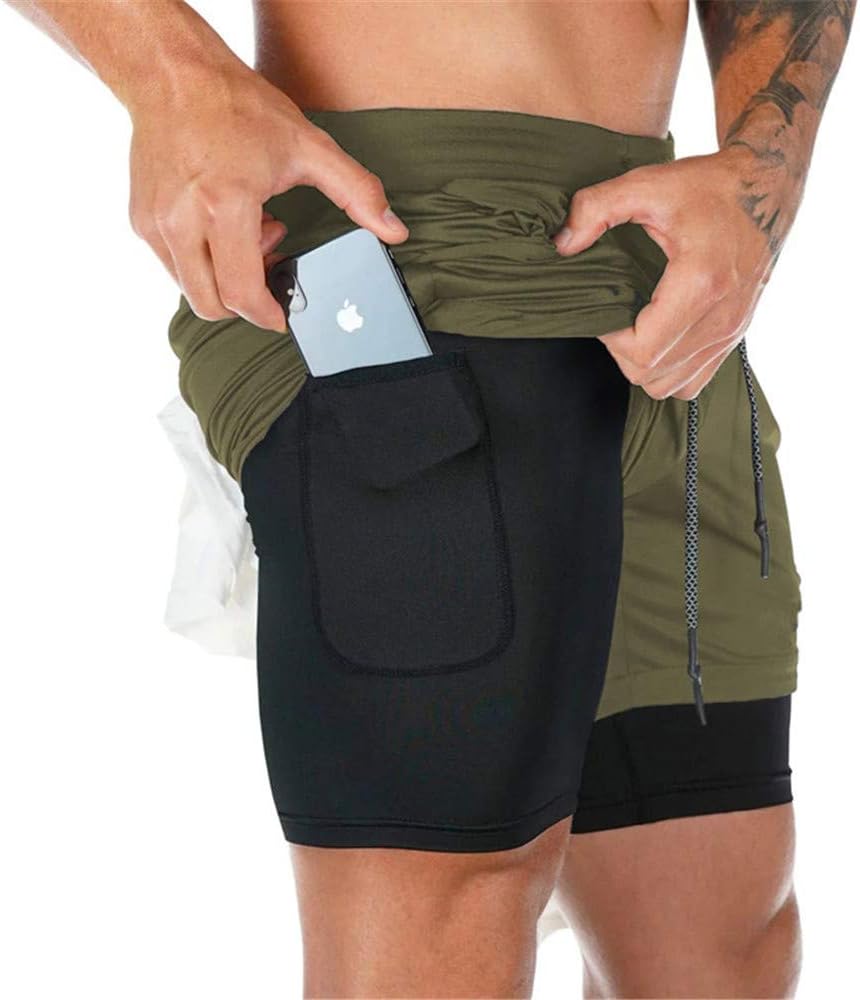 Men’s 2 in 1 Running Shorts Breathable Gym Training