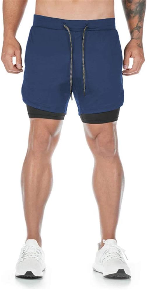 Men’s 2 in 1 Running Shorts Breathable Gym Training
